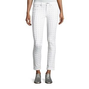 Rag & Bone Blanc White Studded Embellished Moto Skinny Jeans Size 27